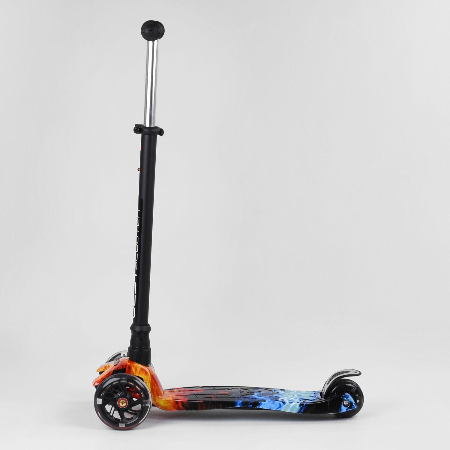 Самокат детский с алюминиевой трубкой руля 4 колеса PU со светом Best Scooter A Black/Blue/Red (99660)