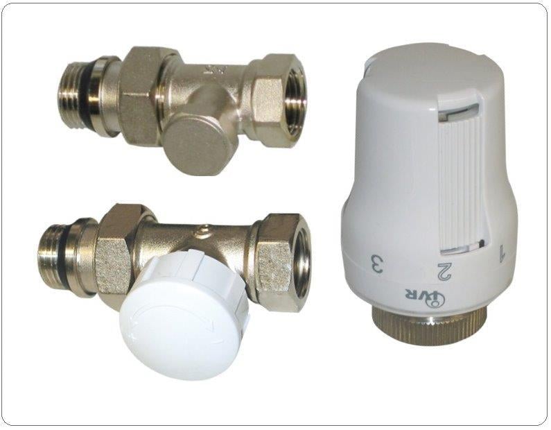 Комплект радиаторных кранов IVR прямой ВР 1/2 и термоголовка IVR М 30х1,5 мм