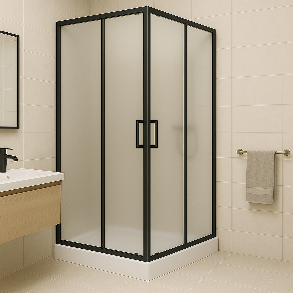 Душевая кабина SUNWAYS SB-1 90x90х195см квадратная низкий поддон черный профиль матовое стекло (C15386) Душевая кабина SUNWAYS SB-1 90x90х195см квадратная низкий поддон черный профиль матовое стекло (C15386)