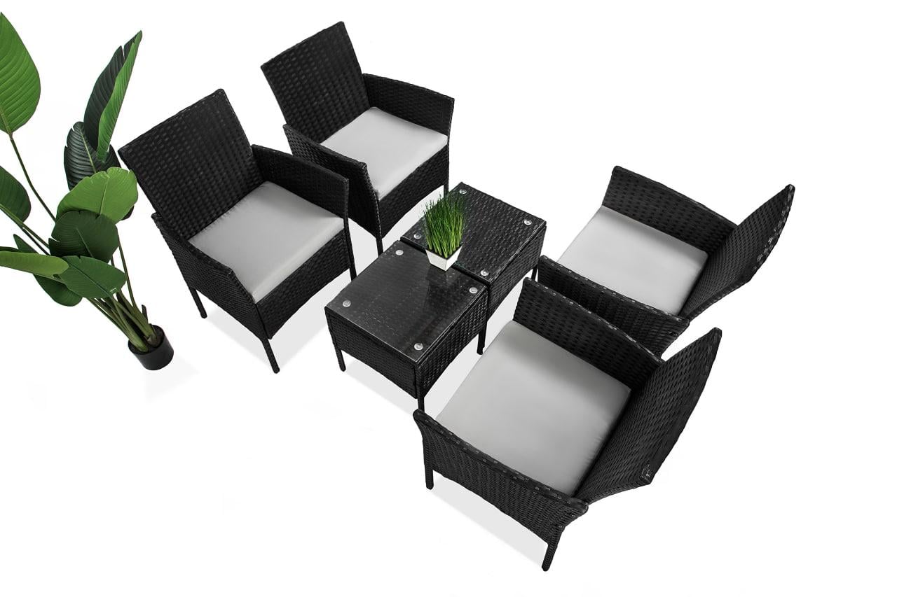 Набор садовой мебели Just Relax Balconi из ротанга со стальным каркасом Black