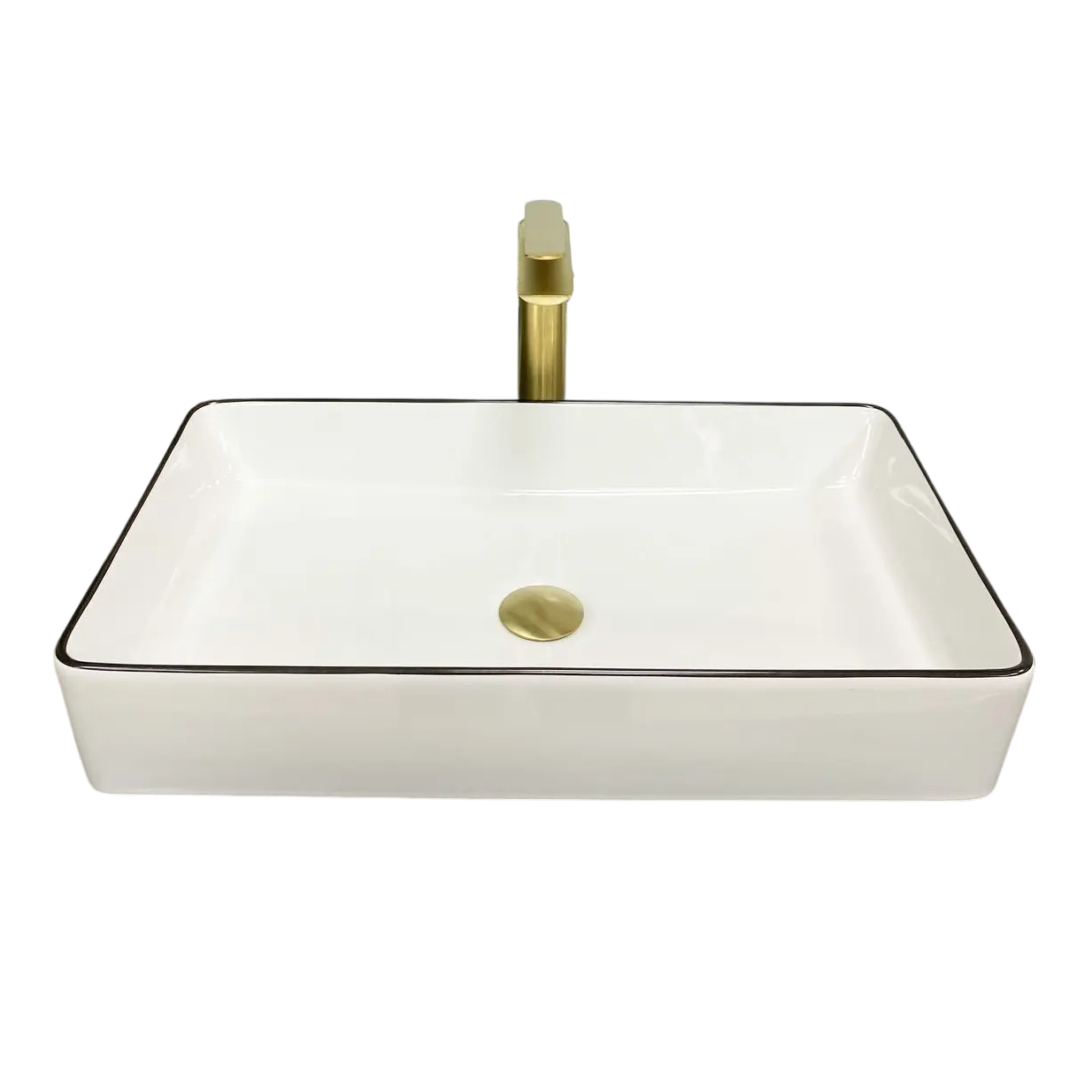 Раковина накладная VBI Triest Edge прямоугольная Белый 350x615 мм Черный (RM-VBI-012710)