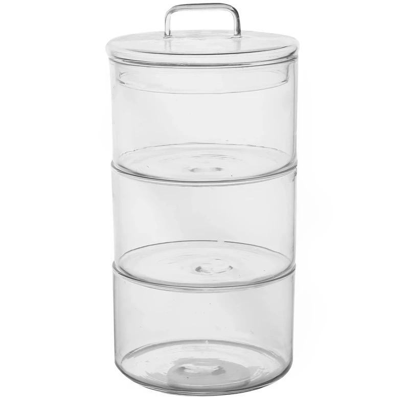 Банка трех-уровневая стеклянная 20/12 см 3 емкости по 150 мл (DL21012638)