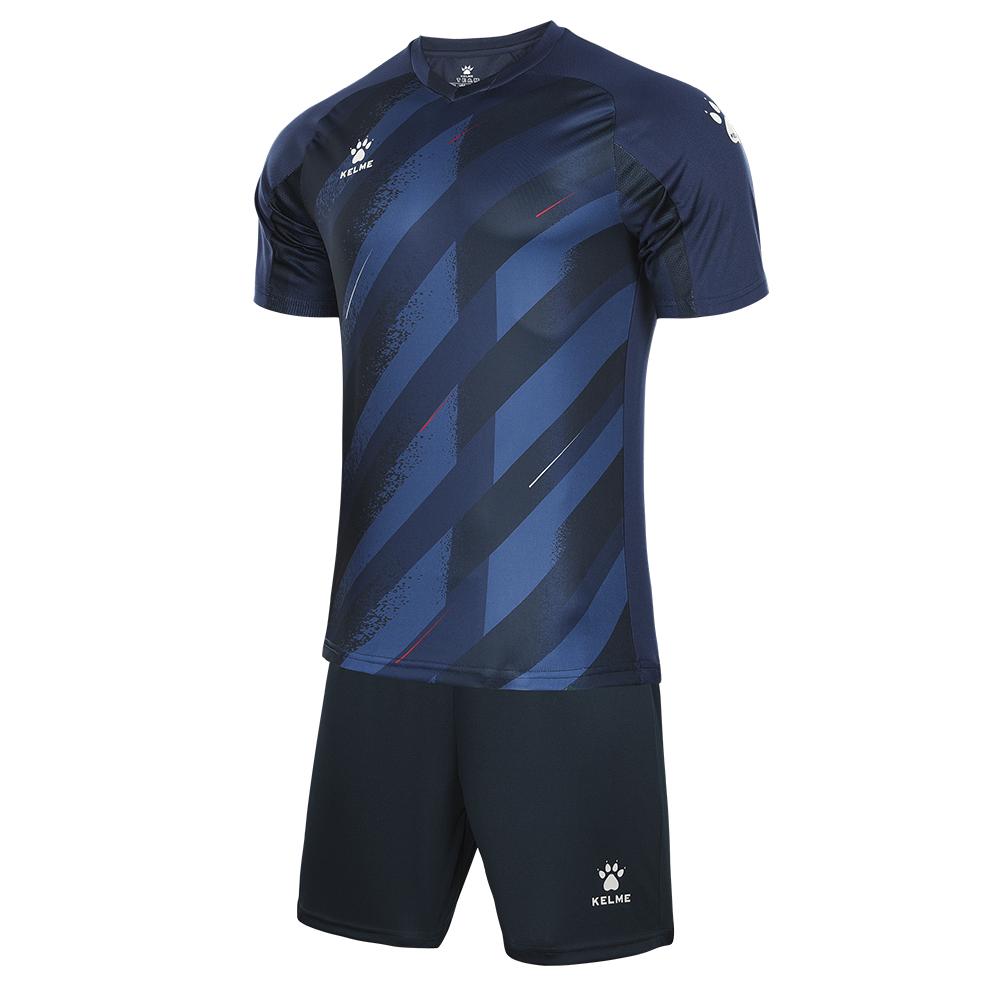 Комплект футбольной формы Kelme Inter к/р L Темно-синий/Серый