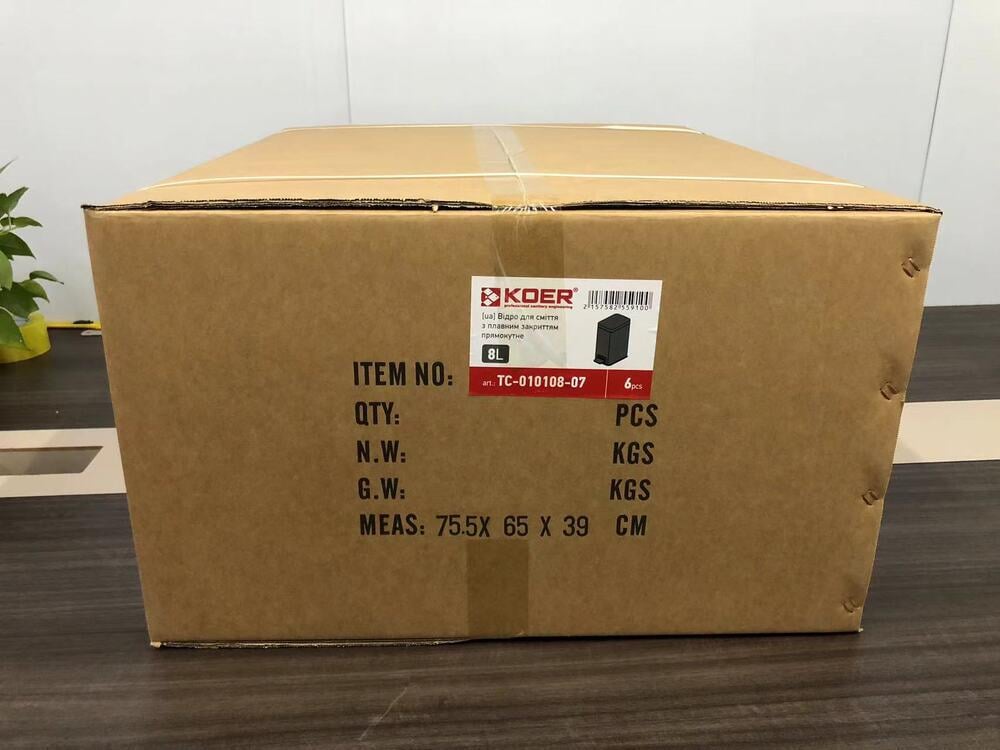 Відро для сміття KOER TC-010108-07 з плавним закриттям прямокутне 8 л Графіт (KR5591) - фото 3