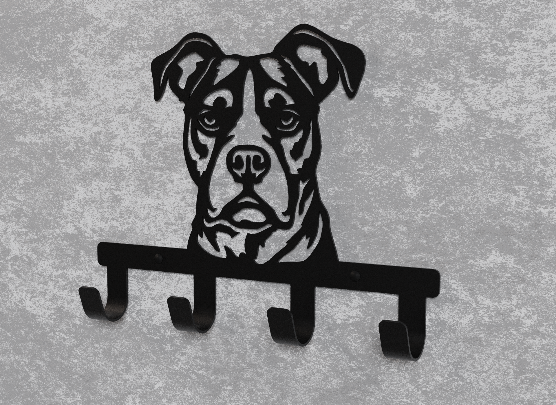 Вішалка настінна металева Loft-Craft Пітбуль Чорний (AM-019-bk) - фото 2