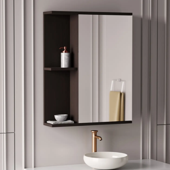 Зеркало с полочками в ванной комнате Венге (FV-01)