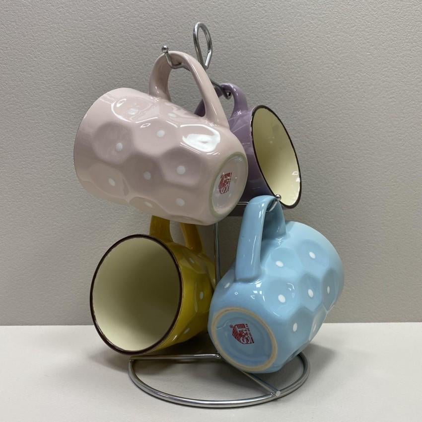 Набір чашок кераміних S&T 021-04-07 Адель-Грані на металевій стійці 350 мл 4 шт. (2173362636) - фото 2