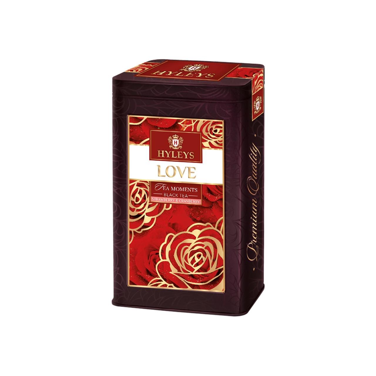 Чай Hyleys чорний цейлонський крупнолистовий з полуницею та журавлиною Love 80 г жерстяна банка