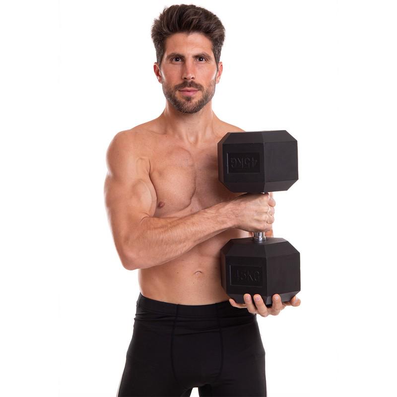 Гантель цільна TA-2679 шестигранна 45 кг Чорний (56363153) - фото 5