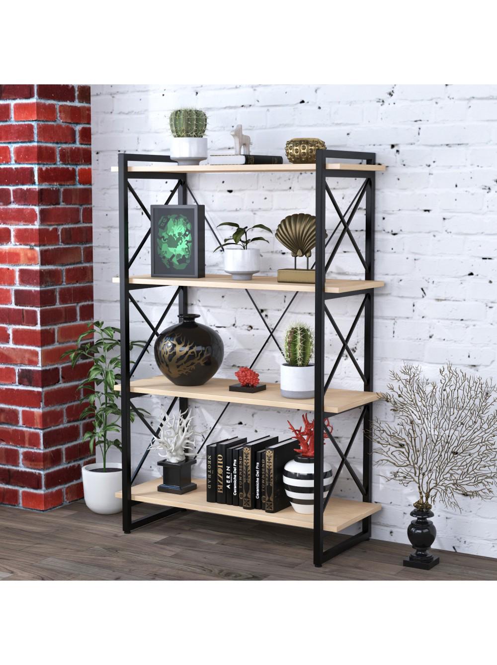 Стеллаж MSM Loft Скиф-4-920 Черный/Дуб Родос (92303)