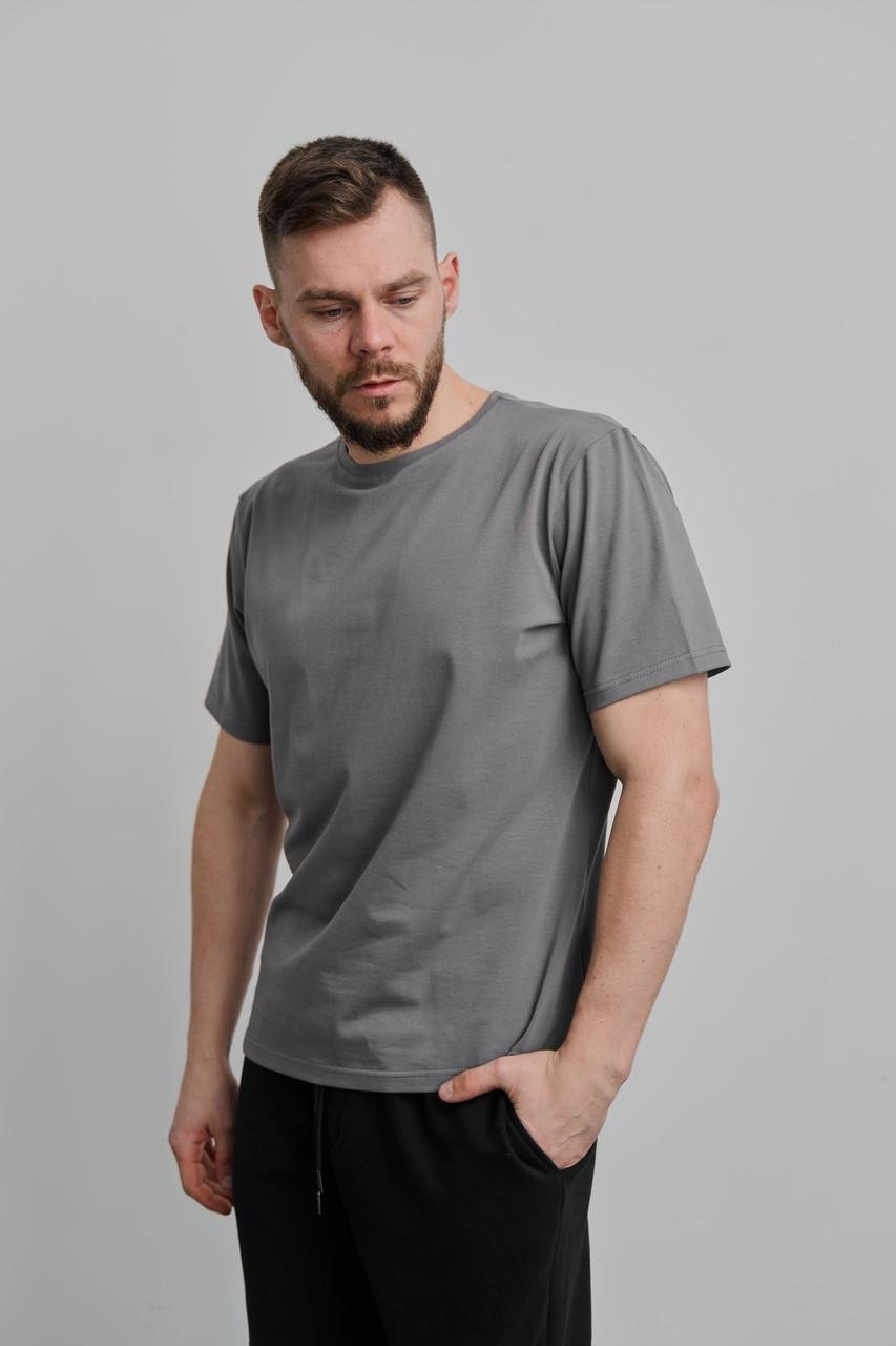 Футболка чоловіча Cotton Basic 4XL Темно-сірий (2157195570)