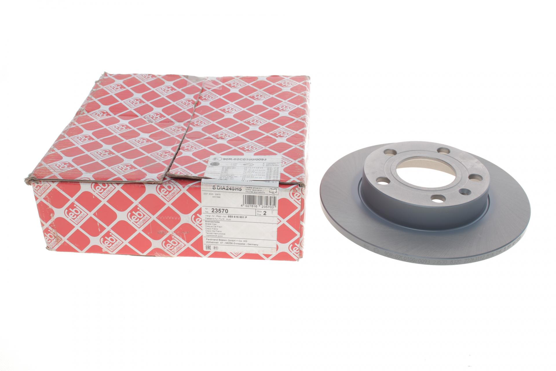 Диск тормозной задний FEBI BILSTEIN для Audi 80/A4 93-09 245x10 мм (23570)