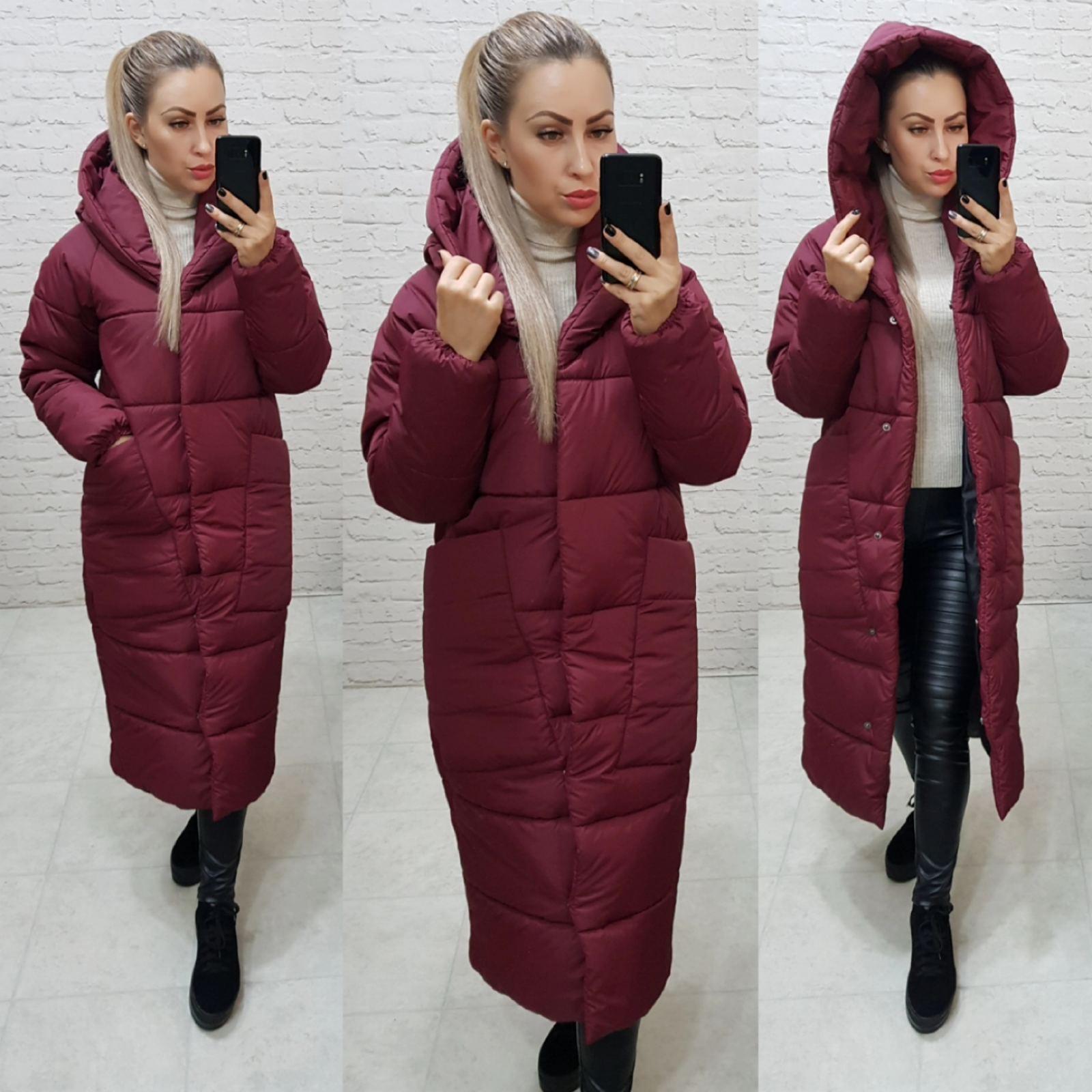 Пуховик об'ємний супер довгий Аiza А500 р. 46-48 Вишневий - фото 2 Пуховик об'ємний супер довгий Аiza А500 р. 46-48 Вишневий - фото 2