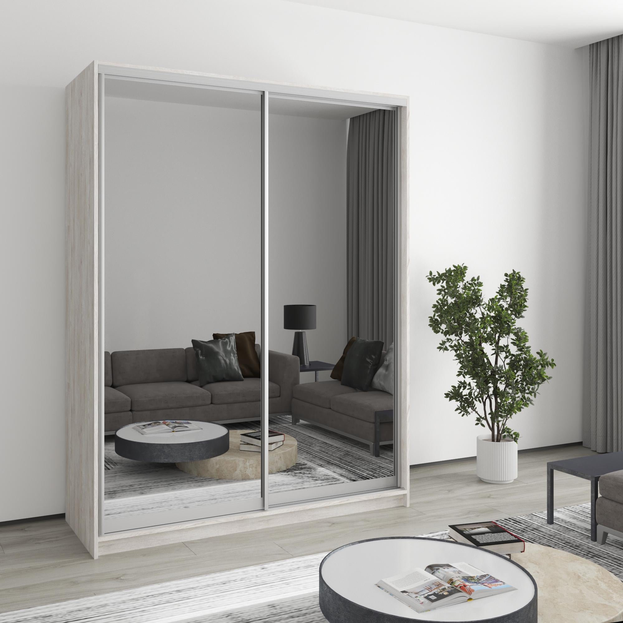 Шкаф-купе двухдверный MebelStar Комбо AL 2 зеркала 160x60x210 см Аляска серый (MBS-2815)