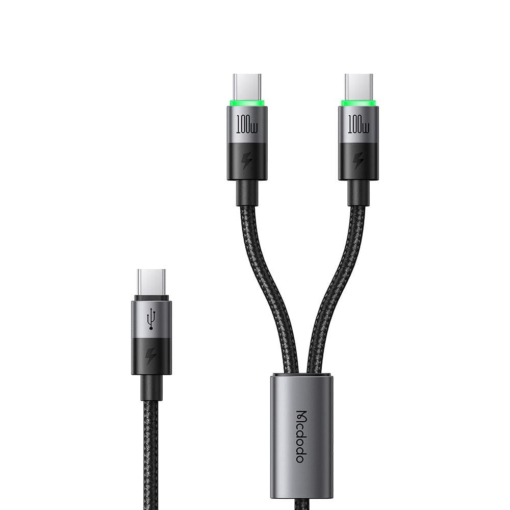 Кабель быстрой зарядки Mcdodo 2в1 USB-C to Dual USB-C 100W Cable with LED 1,5 м (CA-6740)