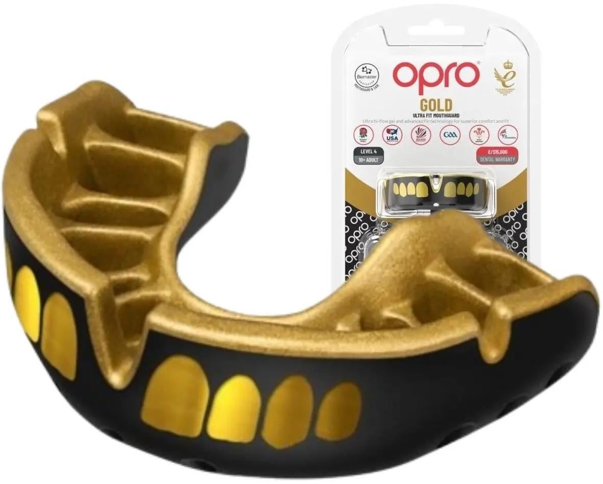Капа OPRO Gold доросла вік 11+ Grillz Чорний/Золотистий (Gold Grillz Bl/Gold)