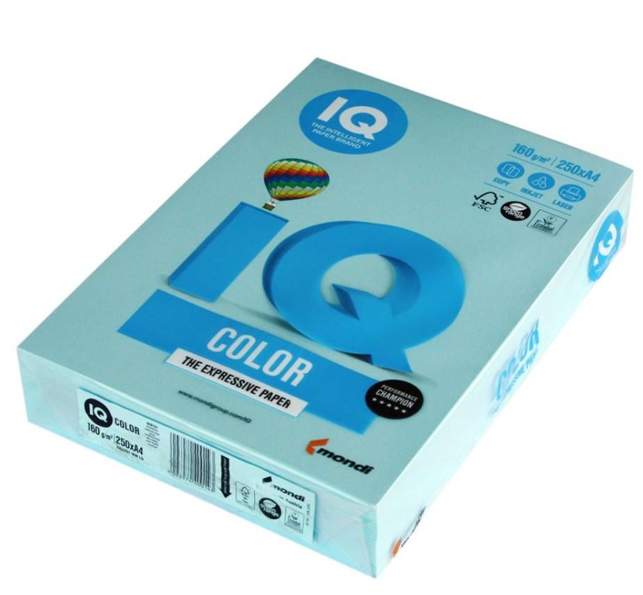 Папір кольоровий IQ Color A4 160 г/м2 250 арк. Блакитний (MB30/A4/160/IQ) - фото 1