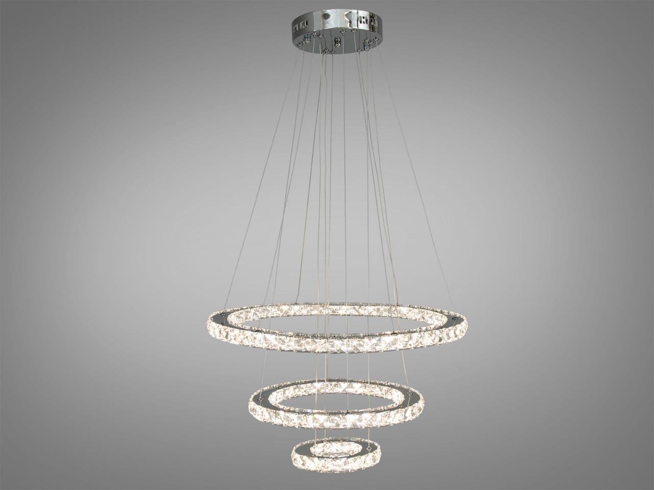 Люстра LED 7201-8W-580+400+200HR-LS 66W на 10 м2 Хром (2202864359)