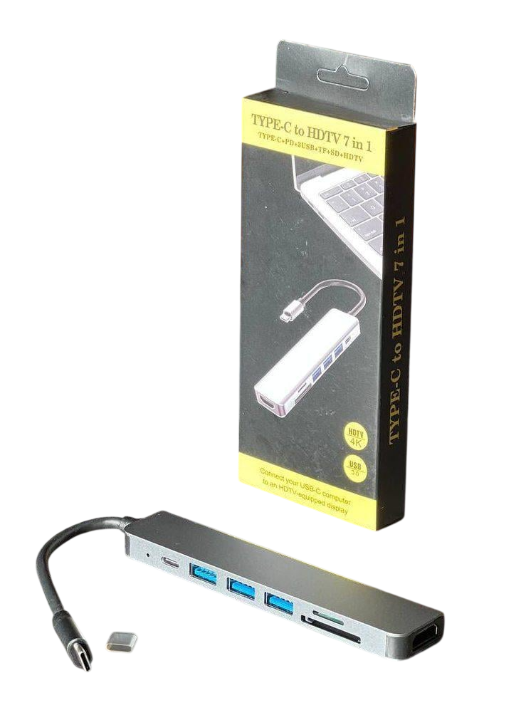 USB-хаб 7в1 Type-C to HDMI/SD+TF/3хUSB/PD (36551844)