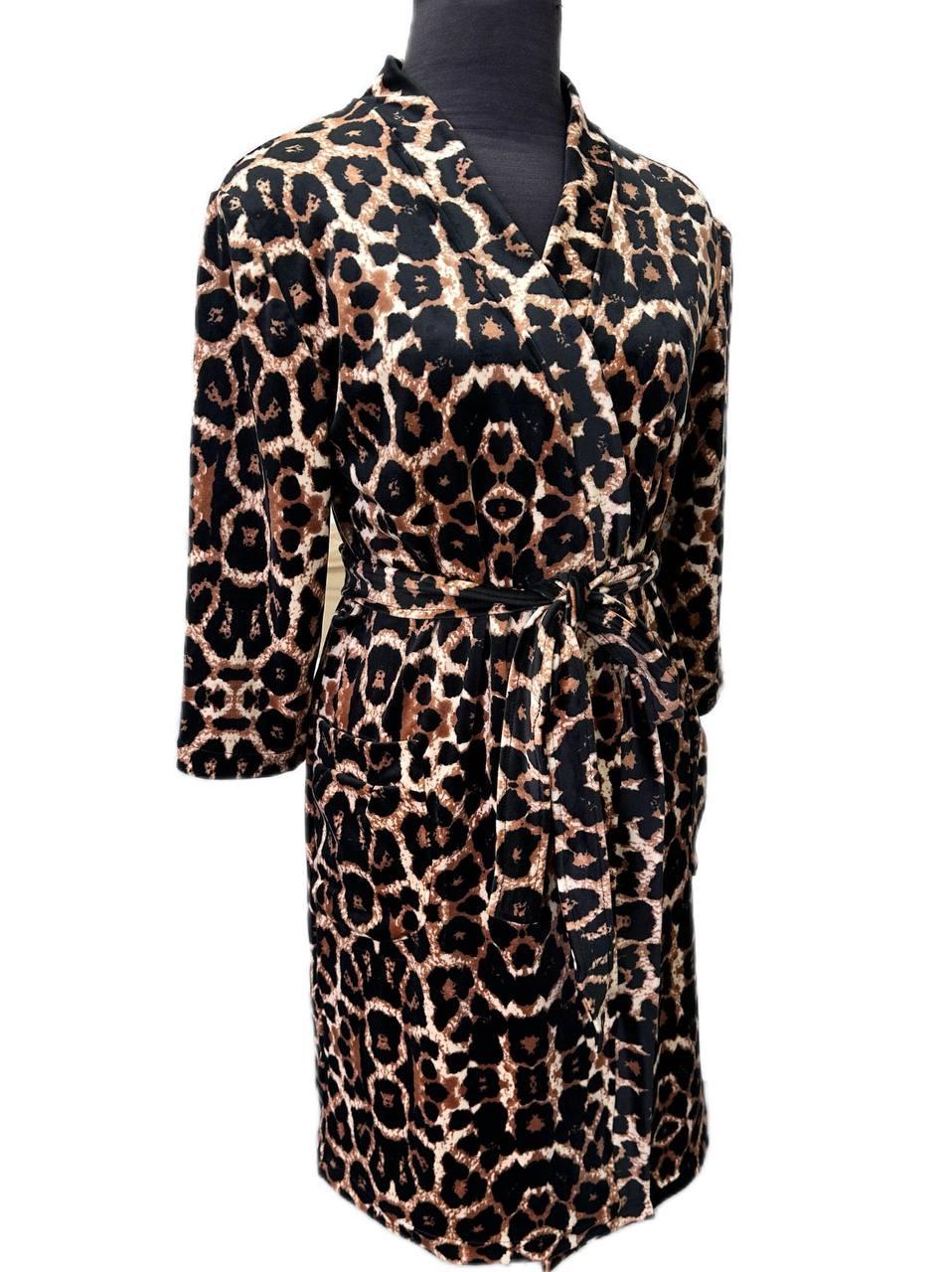 Халат женский велюровый M Леопардовый (П4К-al-hal-tg-003)