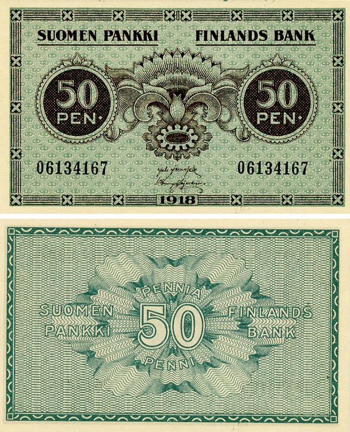 Колекційна банкнота Фінляндія 50 пенні 1918 UNC (P34)