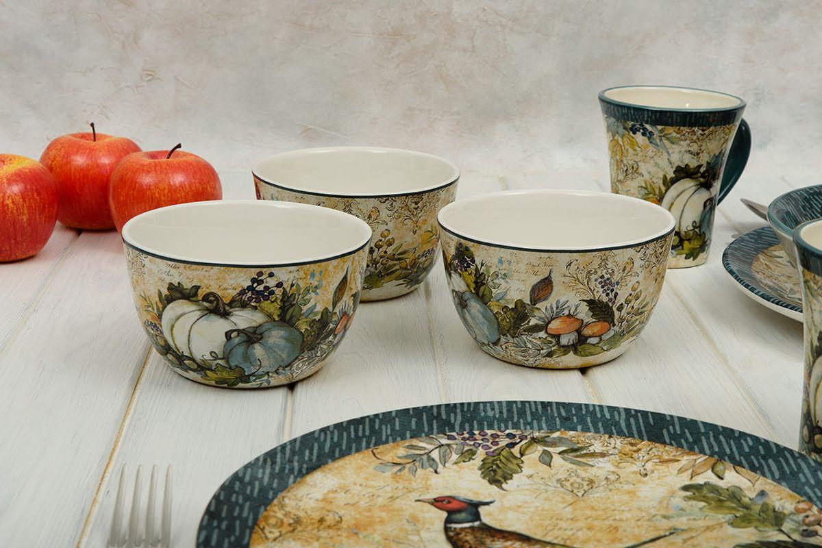 Набір піал Certified International із малюнком Гарбузів Щедрий урожай 13,3 см/4 шт. Бежевий (12528-set) - фото 10