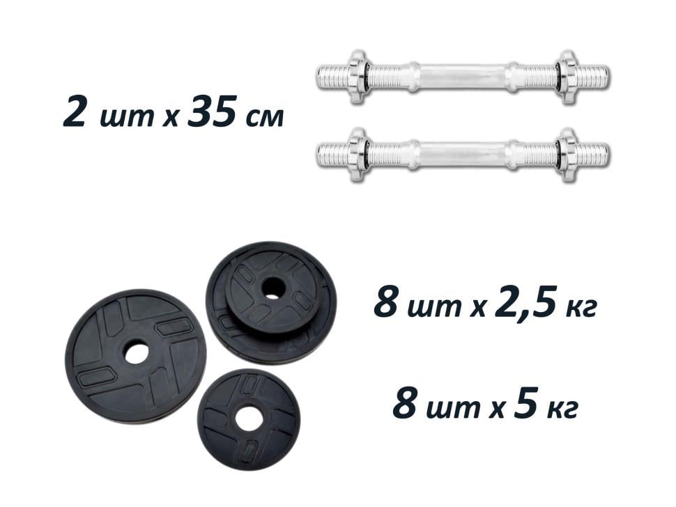 Гантелі збірні прогумовані Rn-Sport по 31 кг (2522949753_rn_2) - фото 2 Гантелі збірні прогумовані Rn-Sport по 31 кг (2522949753_rn_2) - фото 2