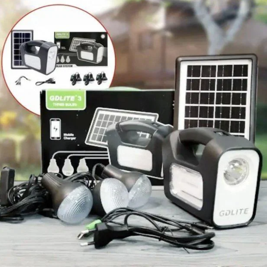 Фонарь-зарядная станция GDlite USB Power Bank аккумуляторный 3 лампочки солнечная панель 4000 мАч Черный (22981454) - фото 3 Фонарь-зарядная станция GDlite USB Power Bank аккумуляторный 3 лампочки солнечная панель 4000 мАч Черный (22981454) - фото 3