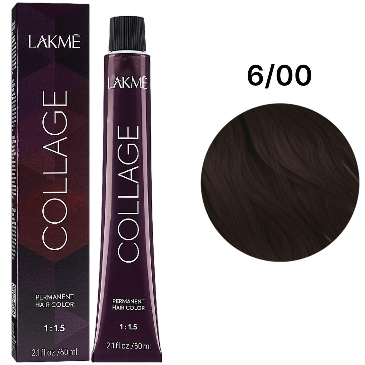 Краска для волос стойкая Lakme Collage Creme Hair Color 6/00 Темный блондин натуральный 60 мл
