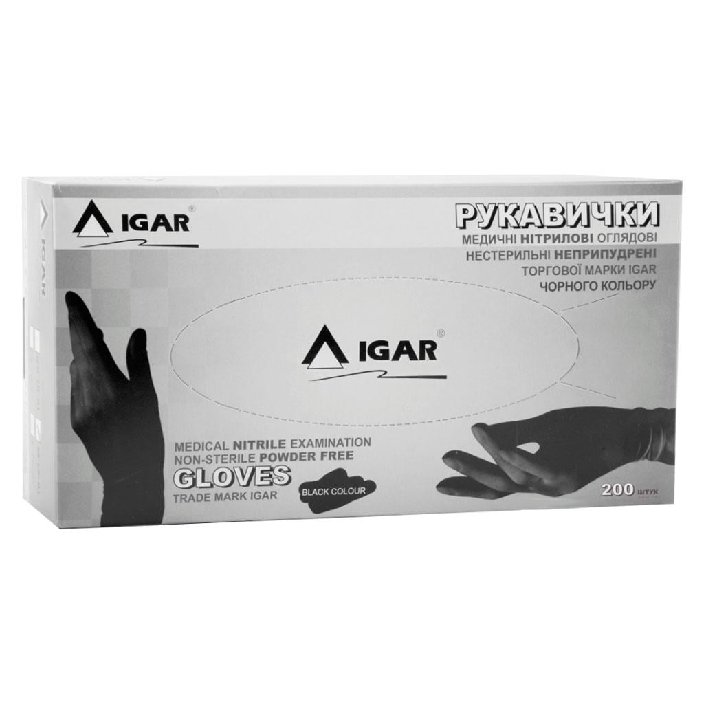 Перчатки IGAR нитриловые без пудры L 200 шт. Черный (31073915)