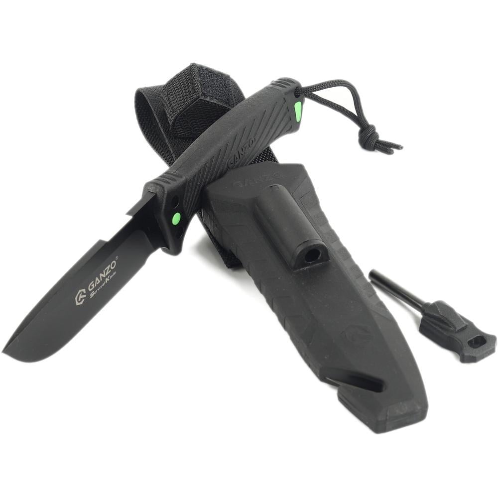 Нож охотничий Ganzo G8012V2-BK с паракордом Черный (A-016404) - фото 5 Нож охотничий Ganzo G8012V2-BK с паракордом Черный (A-016404) - фото 5