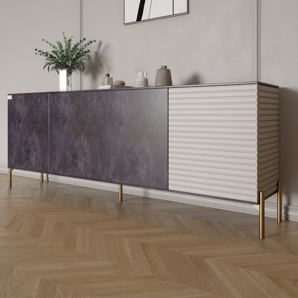 Комод Lion Грей 204x38x76,5 см Бетон темний/Кашемір (LION-042646)