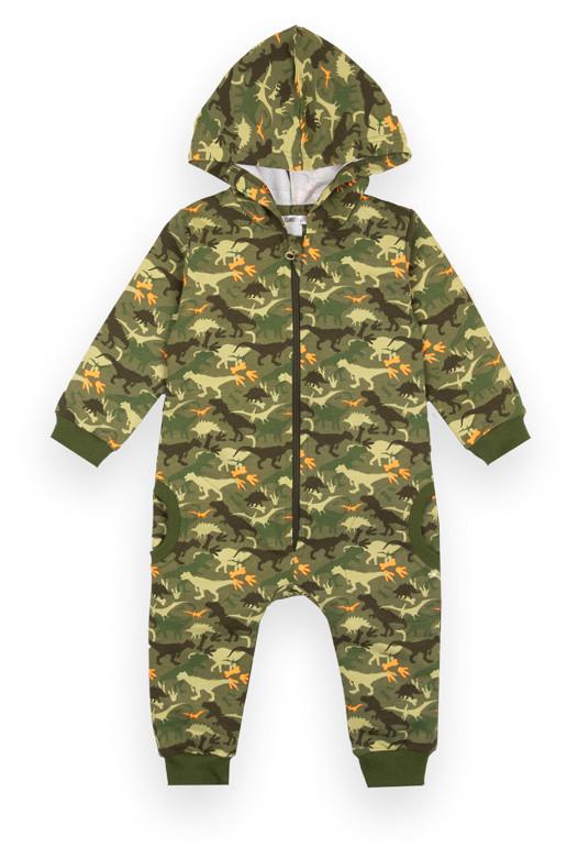 Комбінезон-ромпер дитячий бавовняний для хлопчика на блискавці Gabbi КВ-22-1-2 Dino 80 см Зелений (13199)