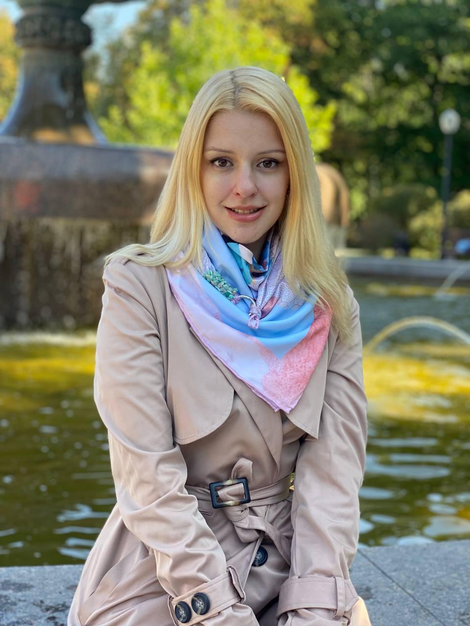 Платок My Scarf "Блакитна мрія" украшенная амазонитом 90х90 см (11439977)