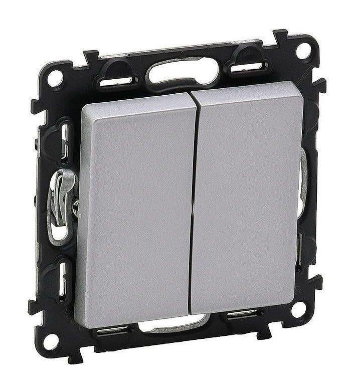 Выключатель двухклавишный Legrand Valena Life автоматические клеммы Алюминий (25877243)