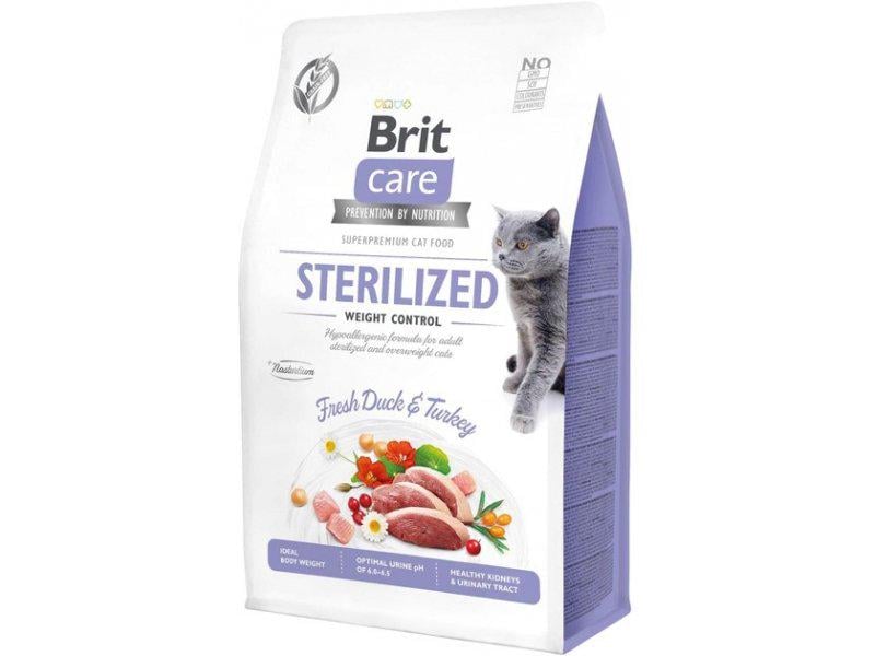 Корм сухий Brit Care Cat Grain Free Sterilized & Weight Control для дорослих стерилізованих котів з качкою та індичкою 400 г (540808) Корм сухий Brit Care Cat Grain Free Sterilized & Weight Control для дорослих стерилізованих котів з качкою та індичкою 400 г (540808)