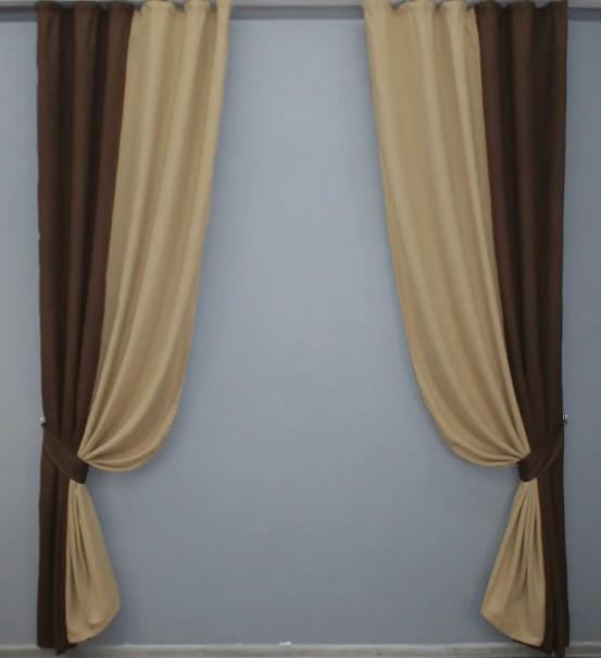 Комплект штор микровелюр 1,6х2,6 м 2 шт. Венге/Бежевый (014дк/748-790ш)