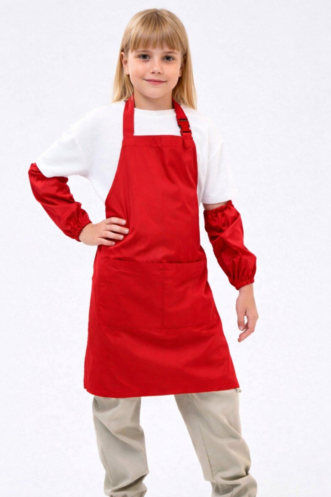 Фартук для дівчинки для уроков труда с нарукавниками из плащевой ткани 134-152 см Красный (п-чр/дв) Фартук для дівчинки для уроков труда с нарукавниками из плащевой ткани 134-152 см Красный (п-чр/дв)