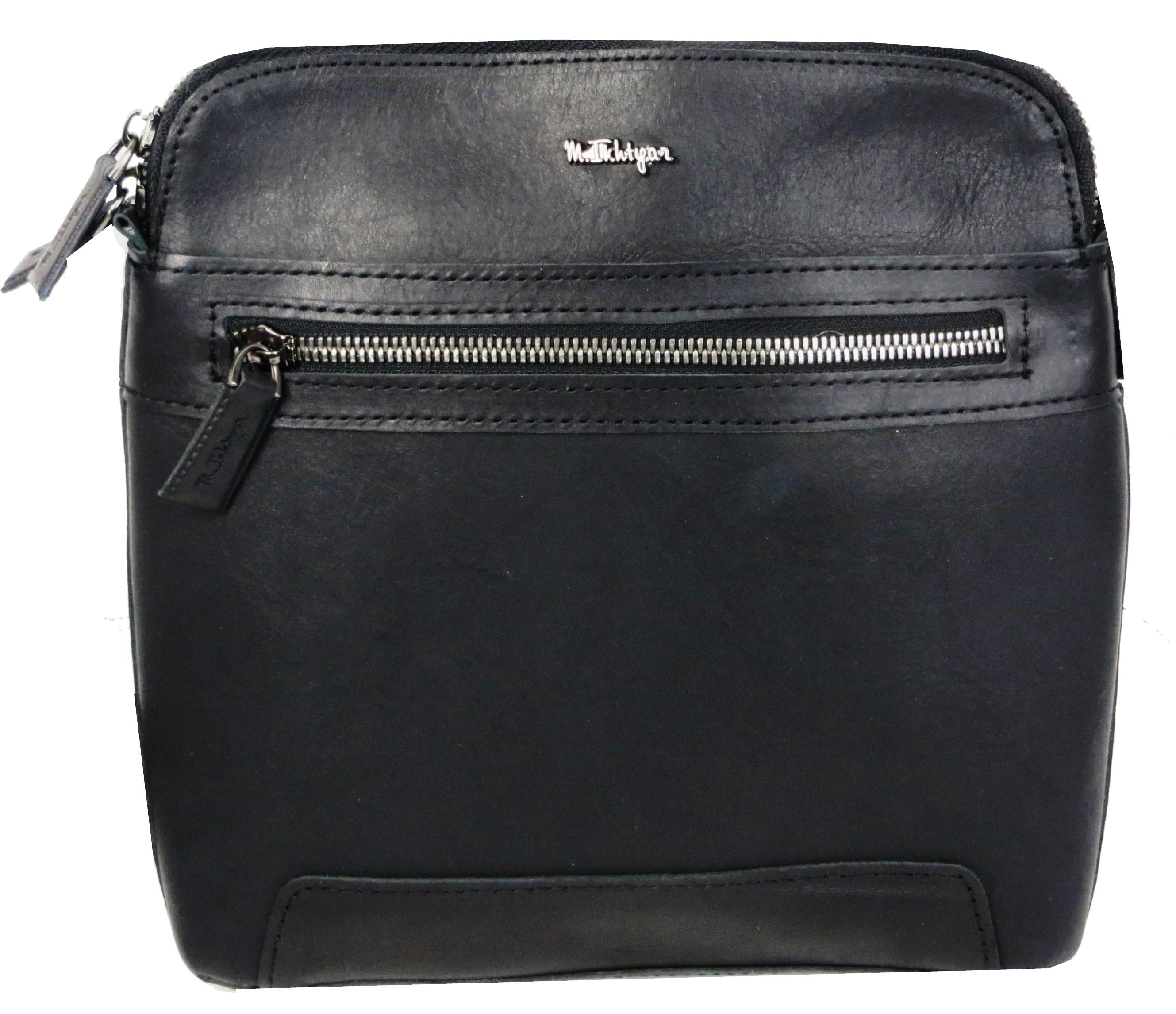 Сумка чоловіча Mykhail Ikhtyar шкіряна Чорний (45043 black)