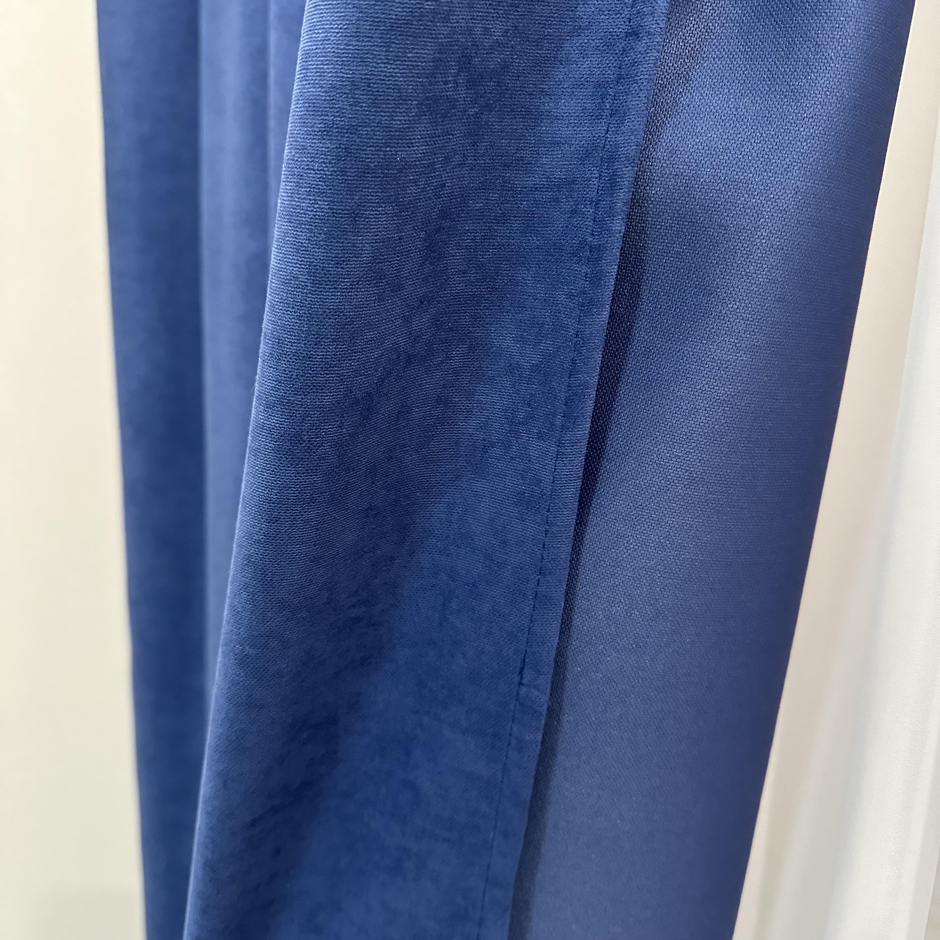 Комплект штор мікровелюр 2 шт. 1,5х2,7 м готові на шторній тасьмі 6 см Синій (petek-V34) - фото 5 Комплект штор мікровелюр 2 шт. 1,5х2,7 м готові на шторній тасьмі 6 см Синій (petek-V34) - фото 5