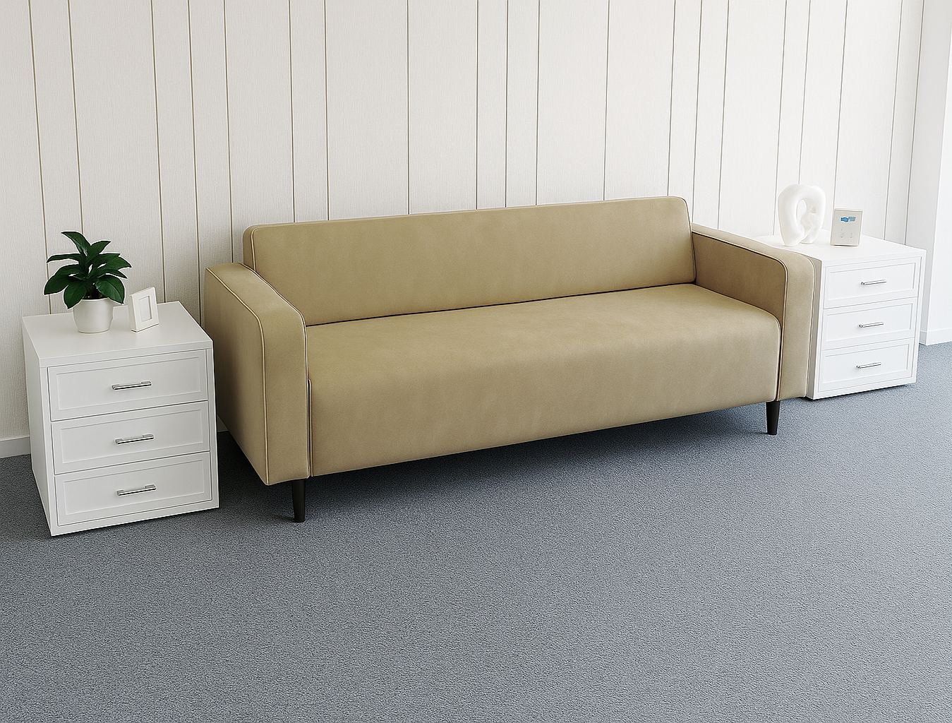 Диван офисный Tobi Sho Тайм с подлокотниками велюр Крокус 1760х680х770 мм Бежевый (Бежевый/07) - фото 1