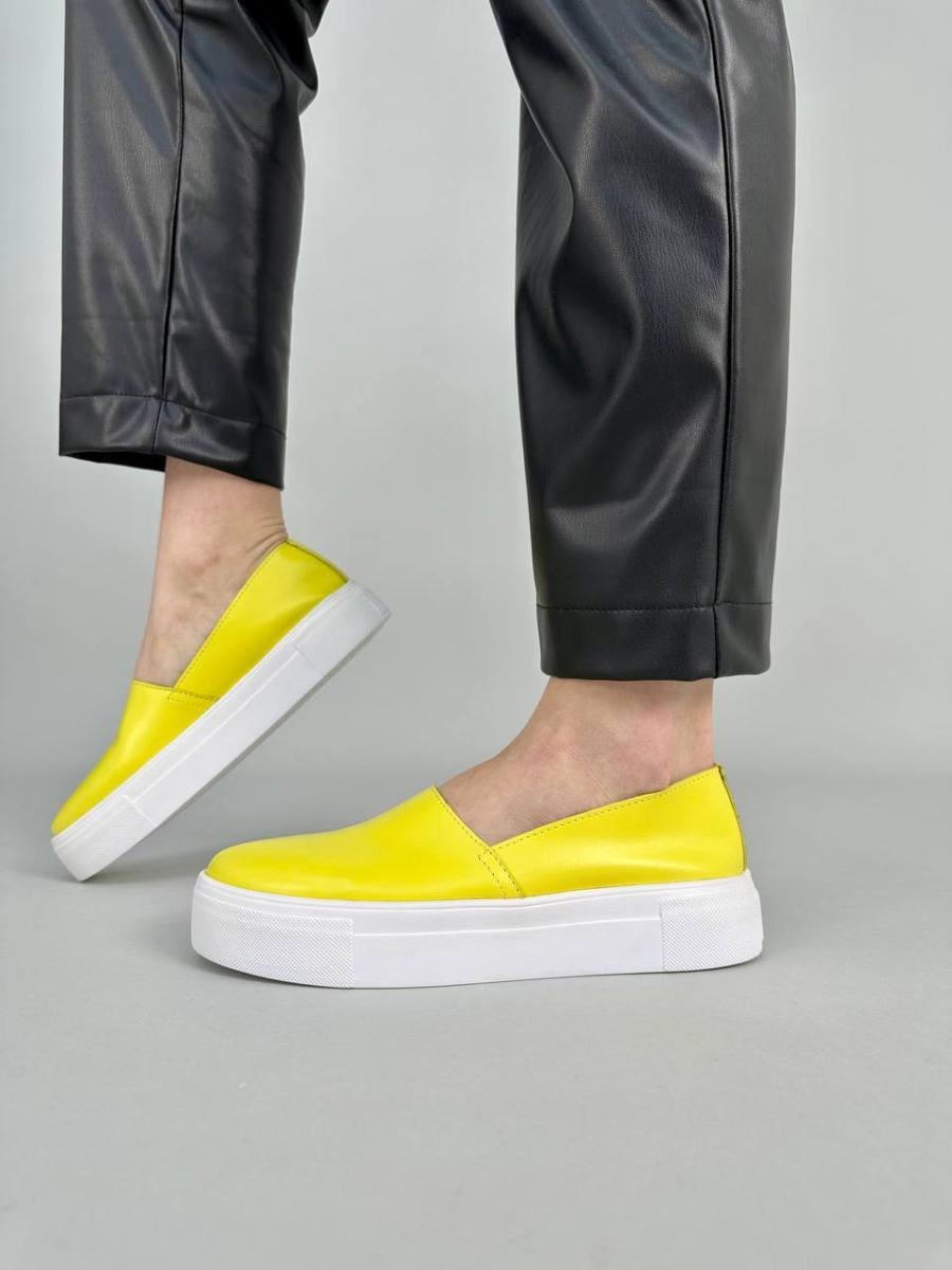 Слипоны женские кожаные р. 36 Лимонный (9907-1/36)