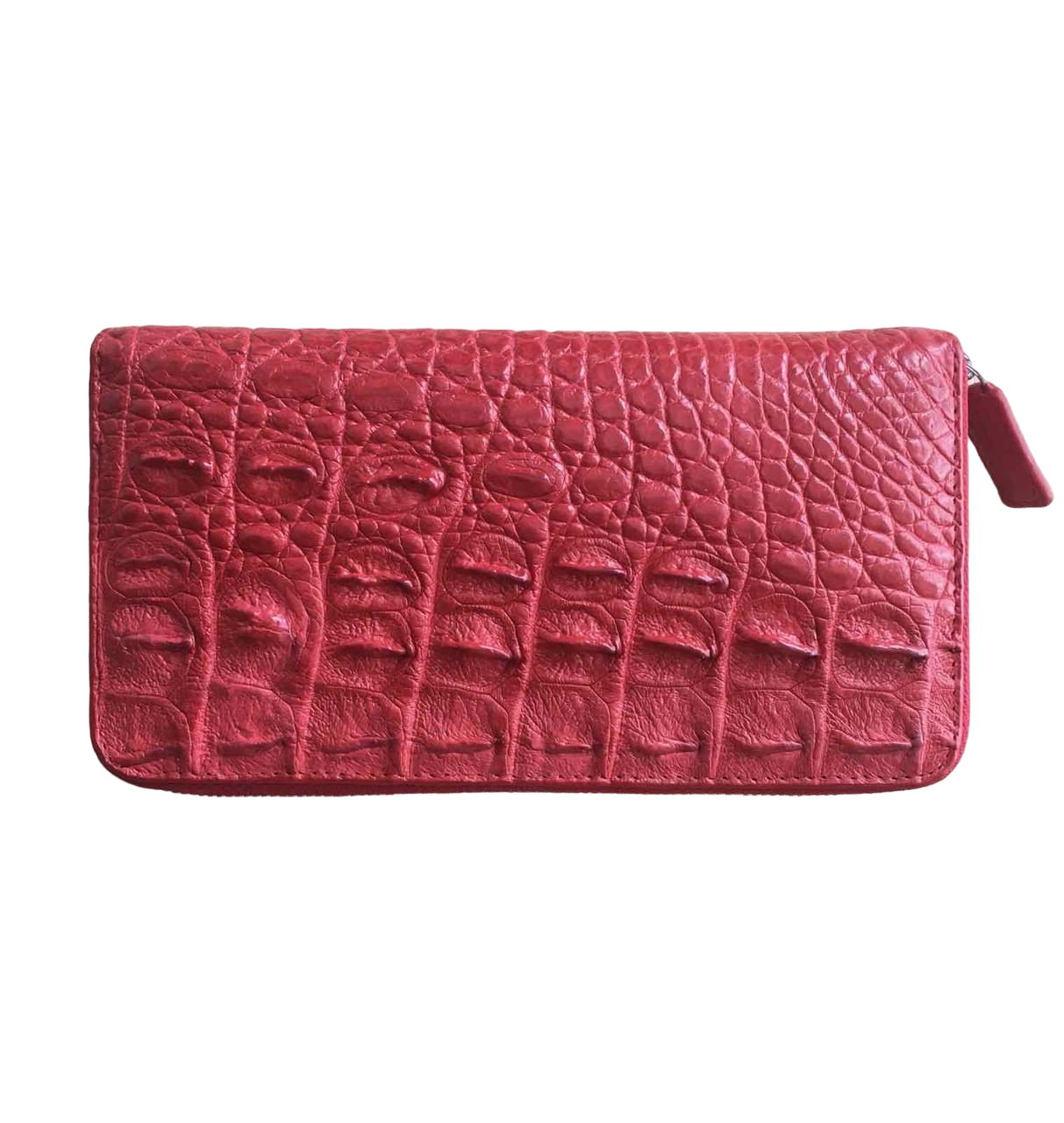Гаманець-портмоне жіночий зі шкіри крокодила на блискавці Червоний (cw01_4)