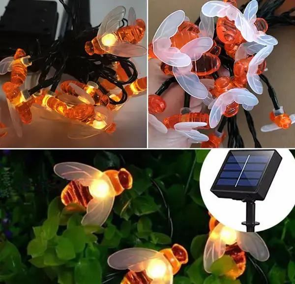 Гирлянда Hengda LED Пчелки питание солнечная батарея 4,5 м Теплый Белый (ND-213-G-16) - фото 4