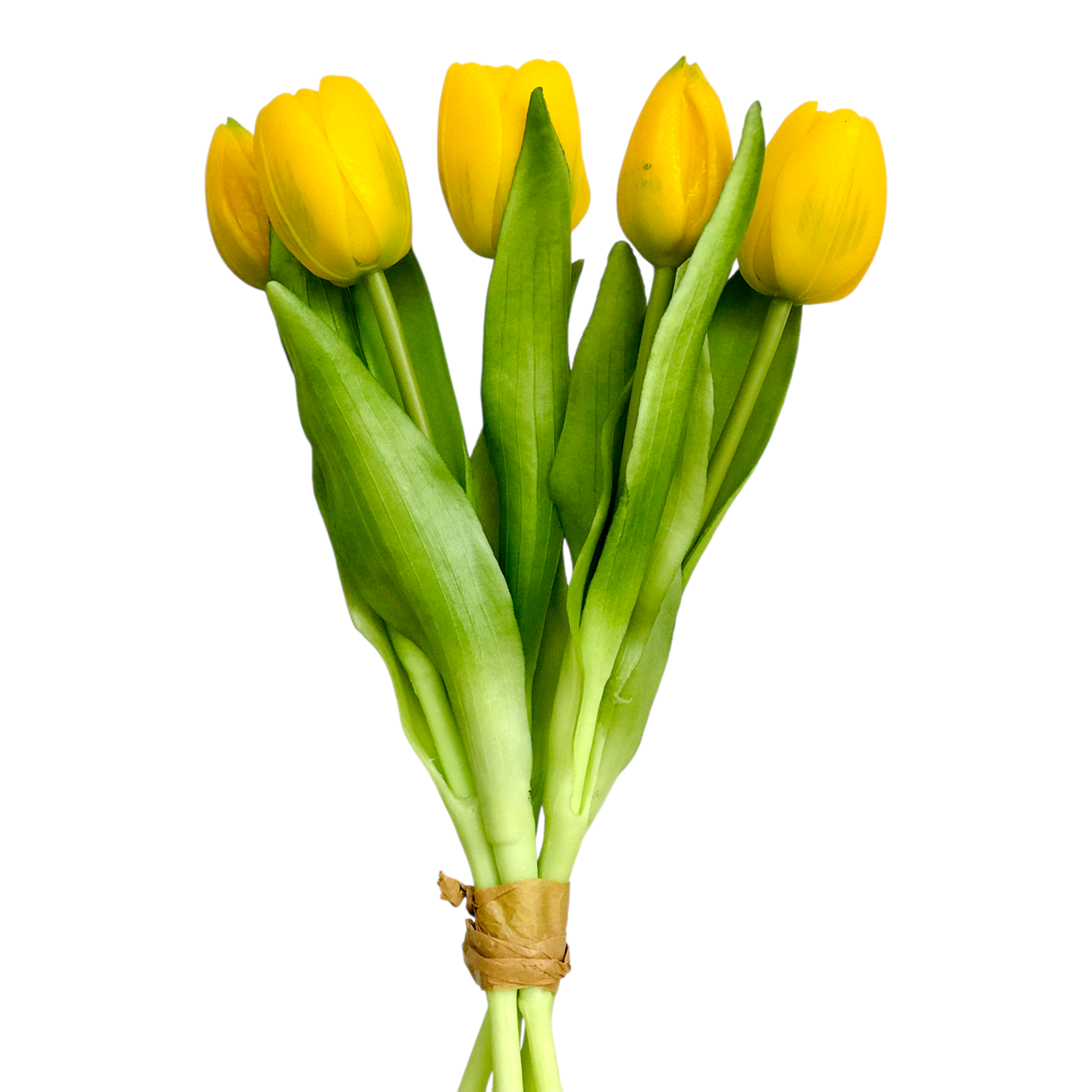 Искусственный тюльпан Триумф букет 5 голов 30 см латекс Желтый