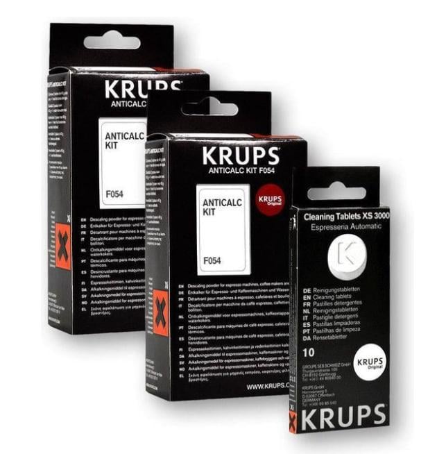 Набір для чищення кавоварок Krups порошок від накипу F054 2 уп./таблетки від кавових масел та жирів (XS3000)