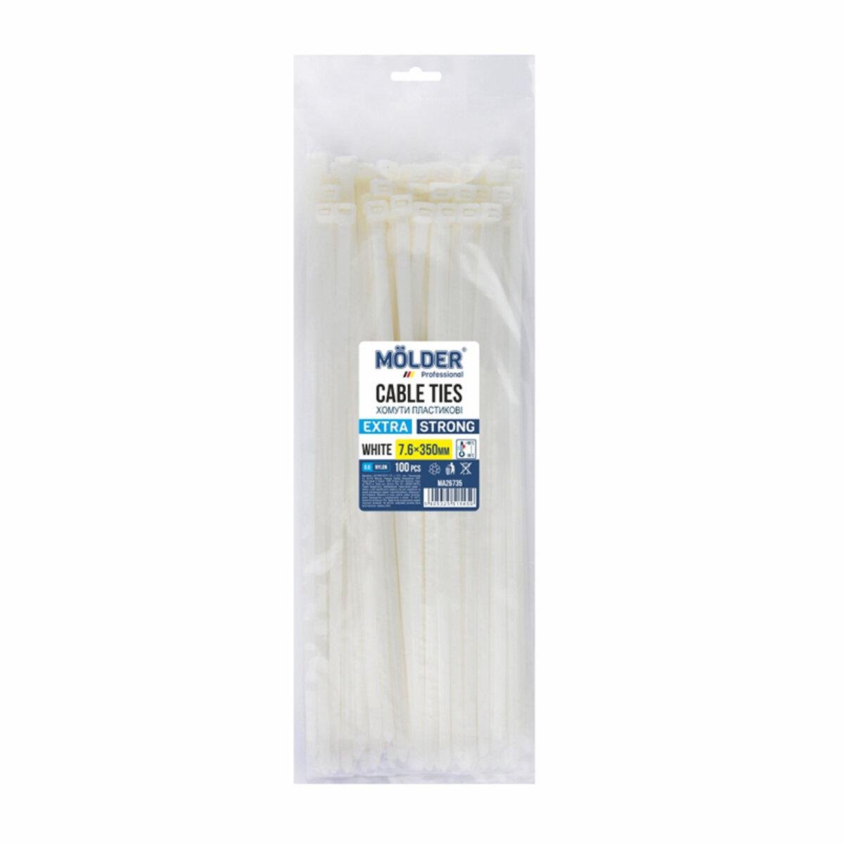 Хомуты Molder пластиковые 7,6x350/100 шт.Белый
