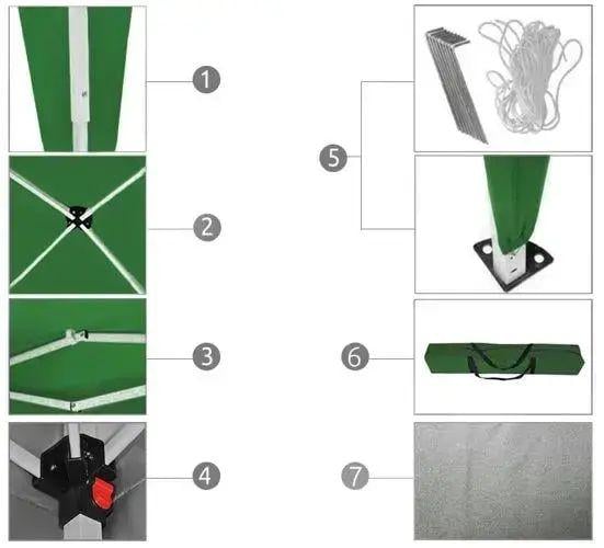 Павільйон садовий саморозкладний 4 стінки міцна конструкція 3х3 м Зелений - фото 9