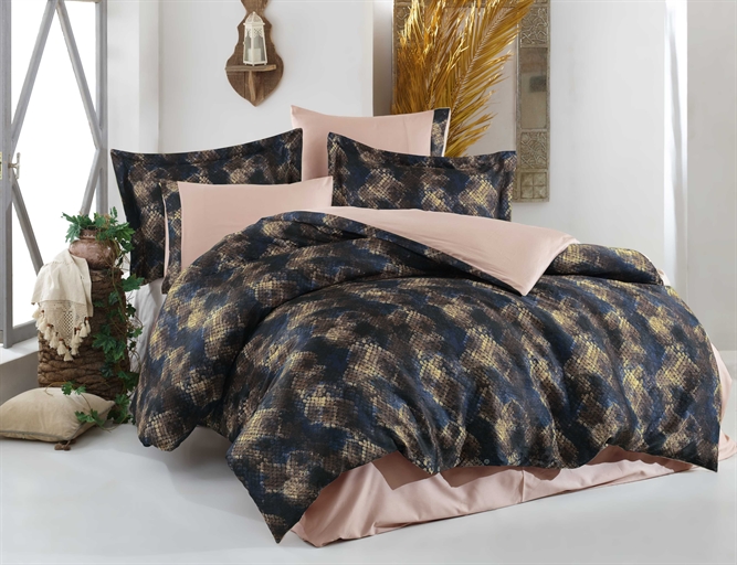 Комплект постельного белья Hobby Crash Sateen Anastasia 200х220 см/50х70 см 2 шт./70х70 см 2 шт. Синий