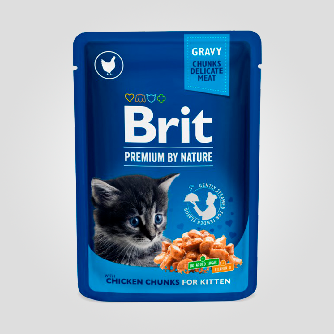 Корм влажный Brit Premium Cat Pouch для котят с курицей 100 г (20504666)